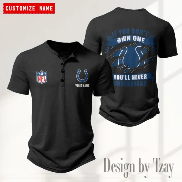 Indianapolis Colts Men's Button Henley Collar T-Shirt New Fashion 2025 SPTMBHCTS078 - Image 2