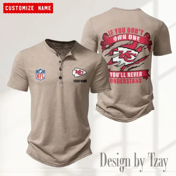 Kansas City Chiefs Men's Button Henley Collar T-Shirt New Fashion 2025 SPTMBHCTS080