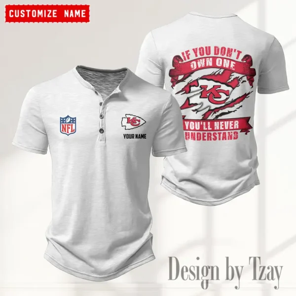 Kansas City Chiefs Men's Button Henley Collar T-Shirt New Fashion 2025 SPTMBHCTS080 - Image 3