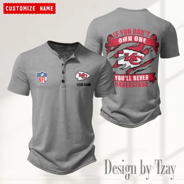 Kansas City Chiefs Men's Button Henley Collar T-Shirt New Fashion 2025 SPTMBHCTS080 - Image 4