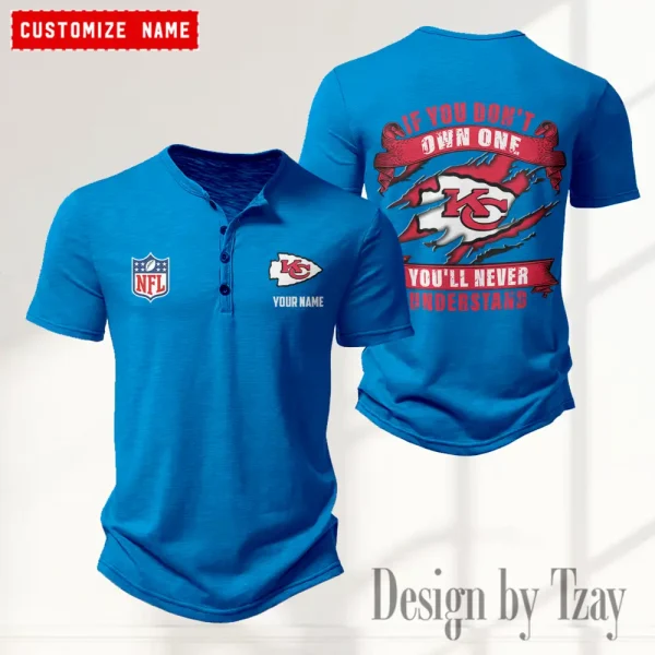 Kansas City Chiefs Men's Button Henley Collar T-Shirt New Fashion 2025 SPTMBHCTS080 - Image 5