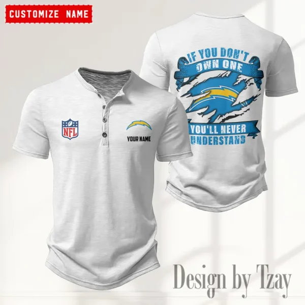 Los Angeles Chargers Men's Button Henley Collar T-Shirt New Fashion 2025 SPTMBHCTS082 - Image 4