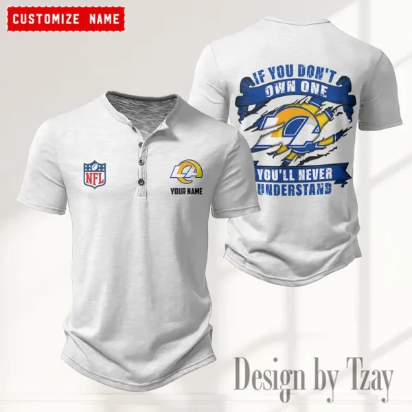 Los Angeles Rams Men's Button Henley Collar T-Shirt New Fashion 2025 SPTMBHCTS083