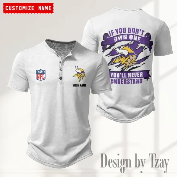 Minnesota Vikings Men's Button Henley Collar T-Shirt New Fashion 2025 SPTMBHCTS085 - Image 5