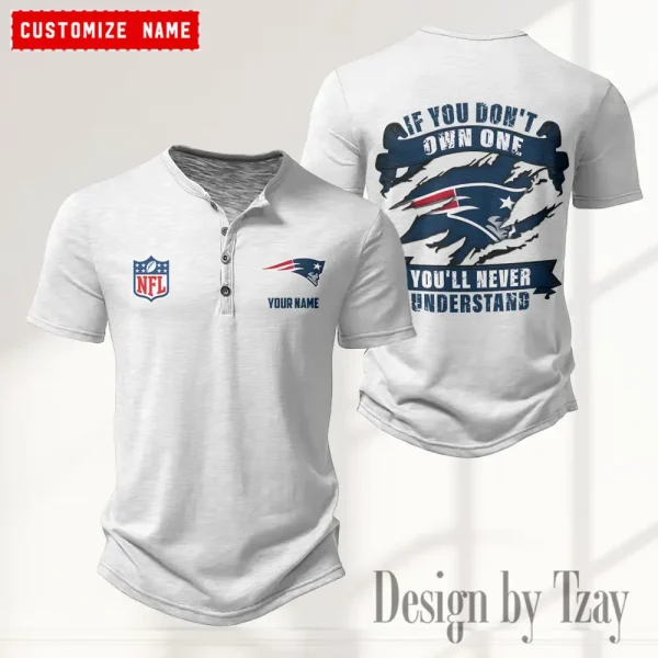 New England Patriots Men's Button Henley Collar T-Shirt New Fashion 2025 SPTMBHCTS086 - Image 4