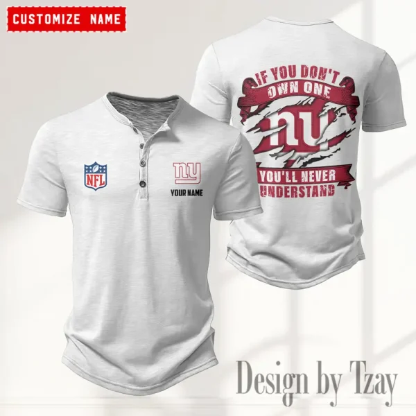 New York Giants Men's Button Henley Collar T-Shirt New Fashion 2025 SPTMBHCTS088
