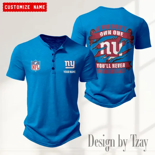 New York Giants Men's Button Henley Collar T-Shirt New Fashion 2025 SPTMBHCTS088 - Image 3
