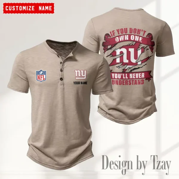 New York Giants Men's Button Henley Collar T-Shirt New Fashion 2025 SPTMBHCTS088 - Image 4