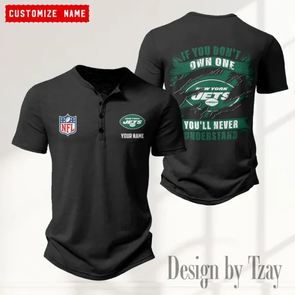 New York Jets Men's Button Henley Collar T-Shirt New Fashion 2025 SPTMBHCTS089 - Image 2