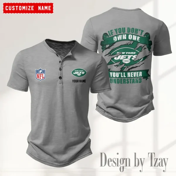 New York Jets Men's Button Henley Collar T-Shirt New Fashion 2025 SPTMBHCTS089 - Image 3