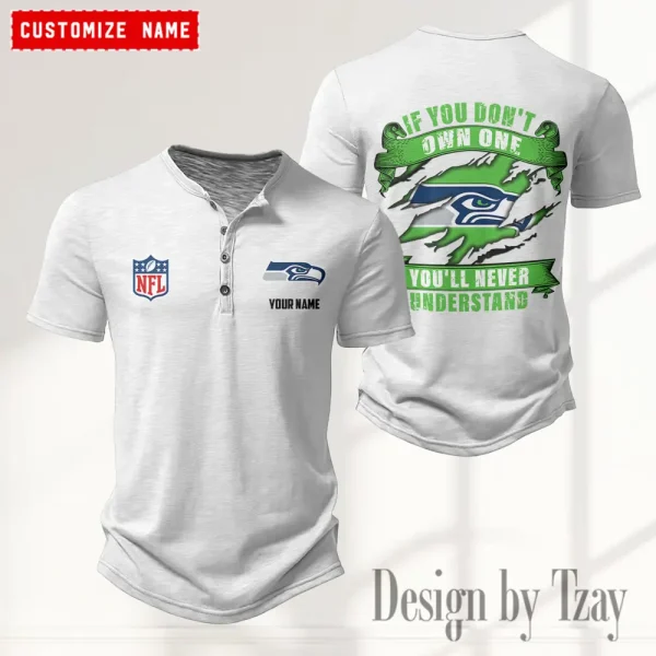 Seattle Seahawks Men's Button Henley Collar T-Shirt New Fashion 2025 SPTMBHCTS093 - Image 4