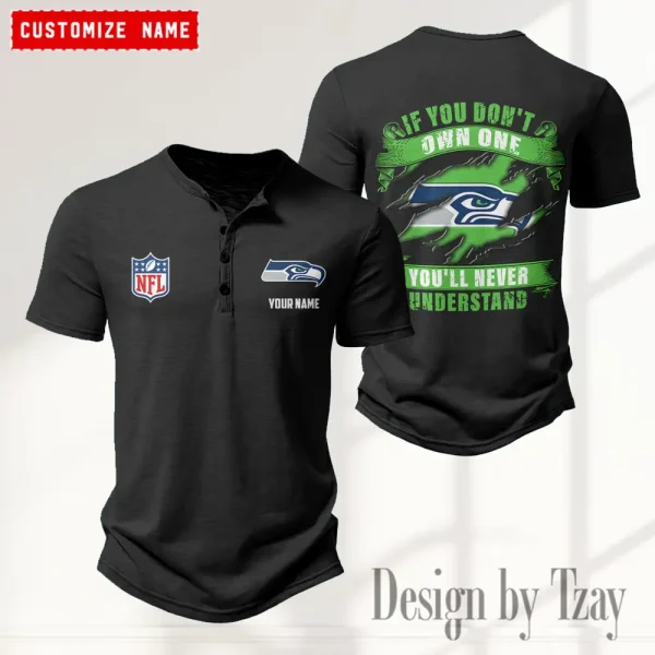 Seattle Seahawks Men's Button Henley Collar T-Shirt New Fashion 2025 SPTMBHCTS093 - Image 5