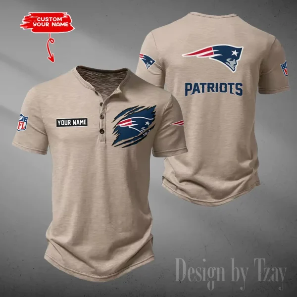 New England Patriots Men's Button Henley Collar T-Shirt New Fashion 2025 SPTMBHCTS057 - Image 2