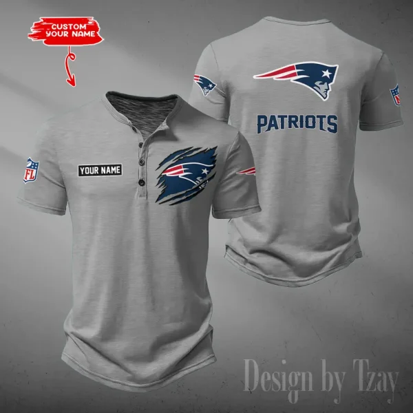 New England Patriots Men's Button Henley Collar T-Shirt New Fashion 2025 SPTMBHCTS057 - Image 3