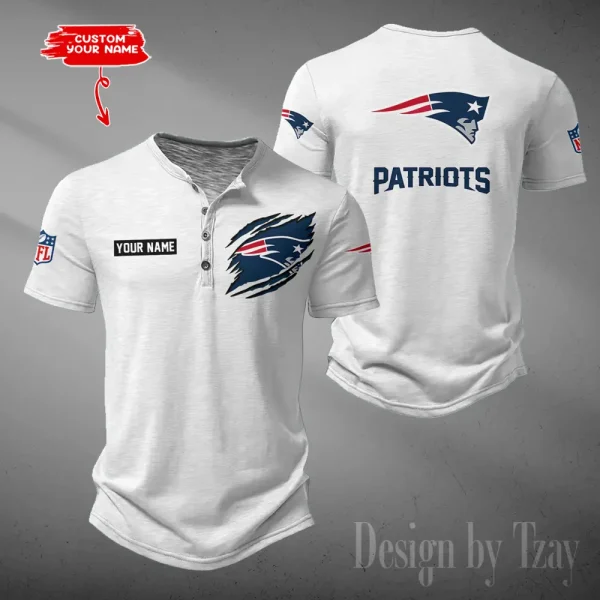 New England Patriots Men's Button Henley Collar T-Shirt New Fashion 2025 SPTMBHCTS057 - Image 4