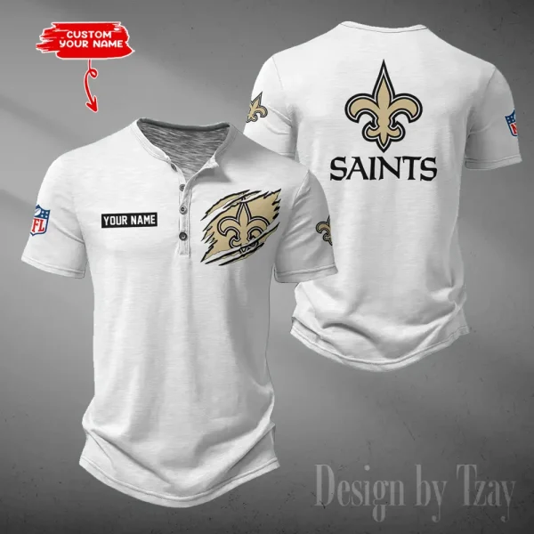 New Orleans Saints Men's Button Henley Collar T-Shirt New Fashion 2025 SPTMBHCTS058 - Image 4