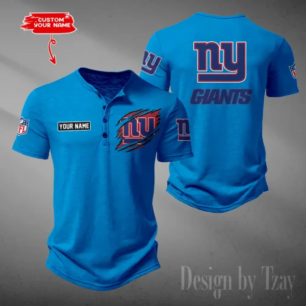 New York Giants Men's Button Henley Collar T-Shirt New Fashion 2025 SPTMBHCTS059