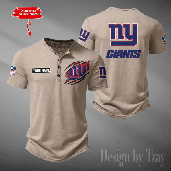 New York Giants Men's Button Henley Collar T-Shirt New Fashion 2025 SPTMBHCTS059 - Image 2
