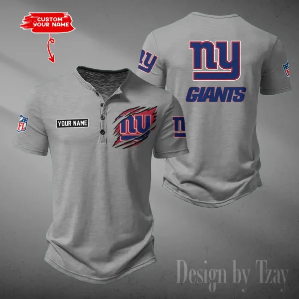 New York Giants Men's Button Henley Collar T-Shirt New Fashion 2025 SPTMBHCTS059 - Image 3