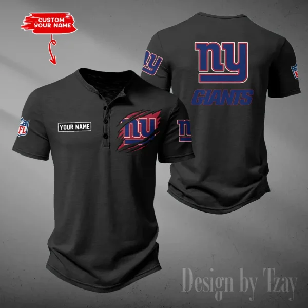 New York Giants Men's Button Henley Collar T-Shirt New Fashion 2025 SPTMBHCTS059 - Image 5