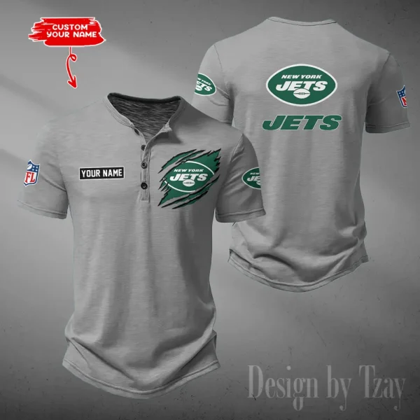 New York Jets Men's Button Henley Collar T-Shirt New Fashion 2025 SPTMBHCTS060 - Image 3