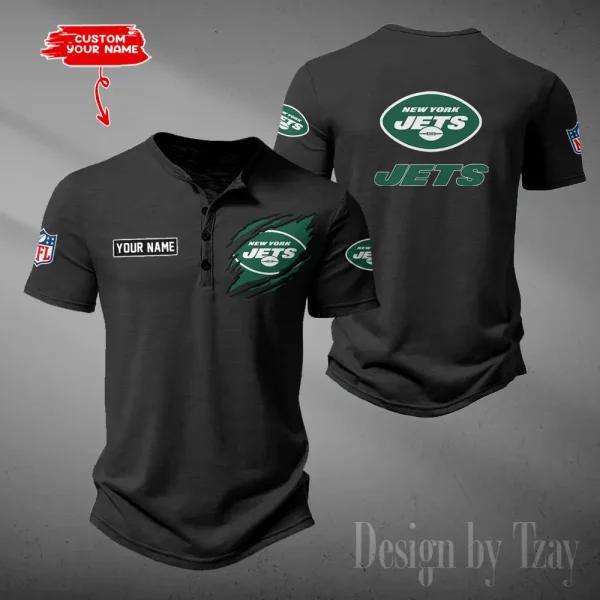 New York Jets Men's Button Henley Collar T-Shirt New Fashion 2025 SPTMBHCTS060 - Image 5