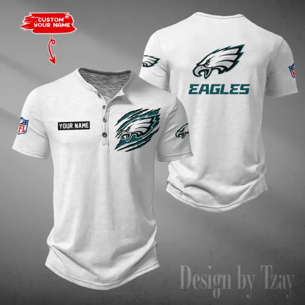 Philadelphia Eagles Men's Button Henley Collar T-Shirt New Fashion 2025 SPTMBHCTS061 - Image 4