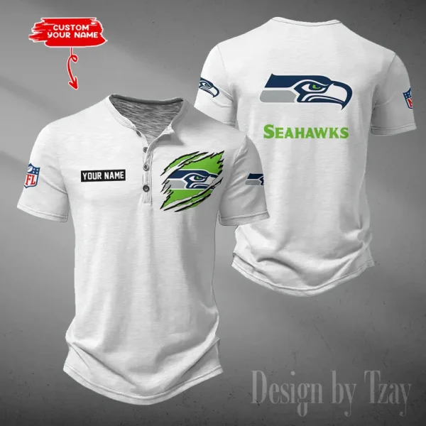 Seattle Seahawks Men's Button Henley Collar T-Shirt New Fashion 2025 SPTMBHCTS064 - Image 4