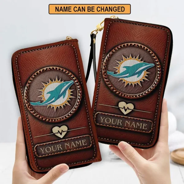 Miami Dolphins Clutch Purse Leather Wallet - Image 3