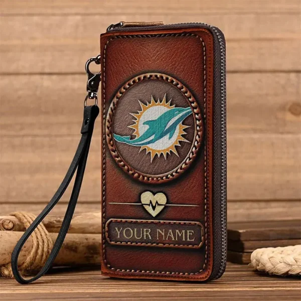 Miami Dolphins Clutch Purse Leather Wallet