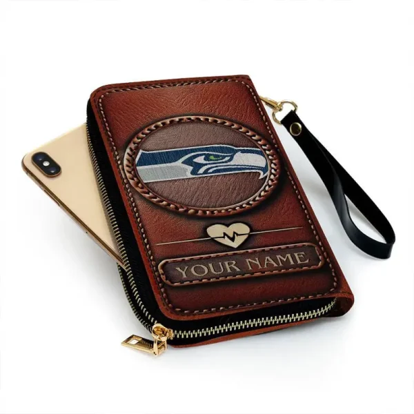 Seattle Seahawks Clutch Purse Leather Wallet - Image 2