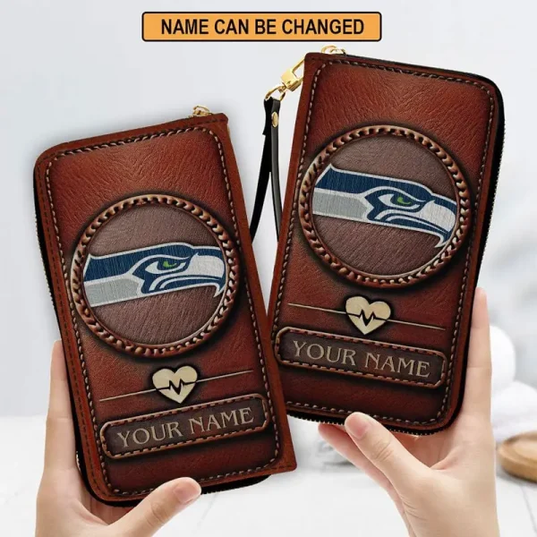 Seattle Seahawks Clutch Purse Leather Wallet - Image 3