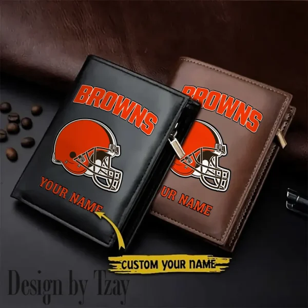 Cleveland Browns Small Rectangular Leather Wallet Style 2025 SPTLVW330