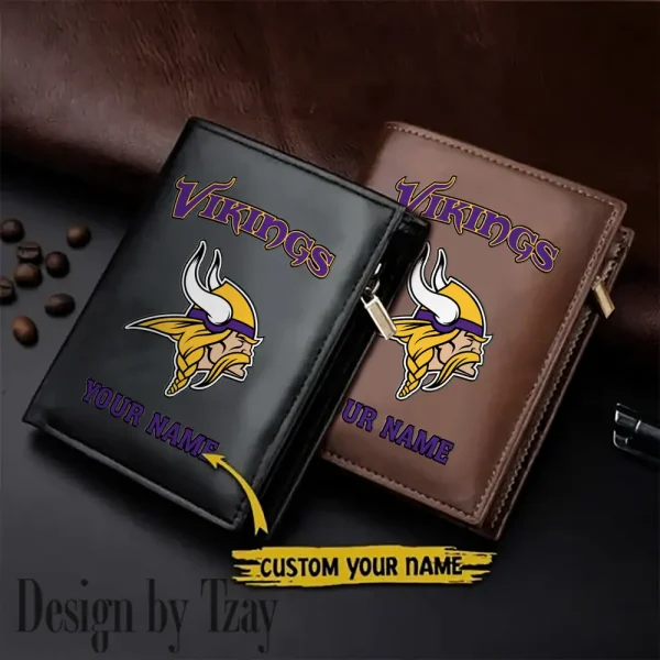 Minnesota Vikings Small Rectangular Leather Wallet Style 2025 SPTLVW343