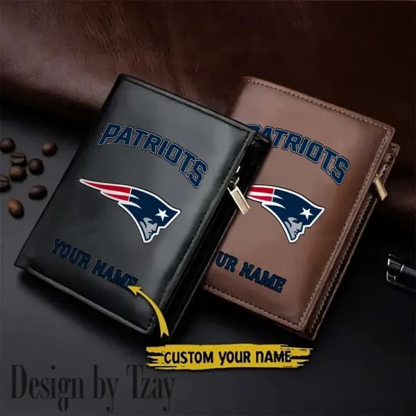 New England Patriots Small Rectangular Leather Wallet Style 2025 SPTLVW344