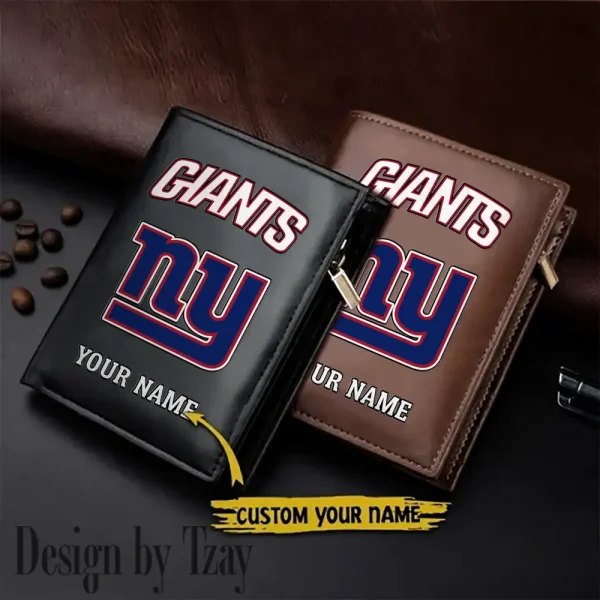 New York Giants Small Rectangular Leather Wallet Style 2025 SPTLVW346