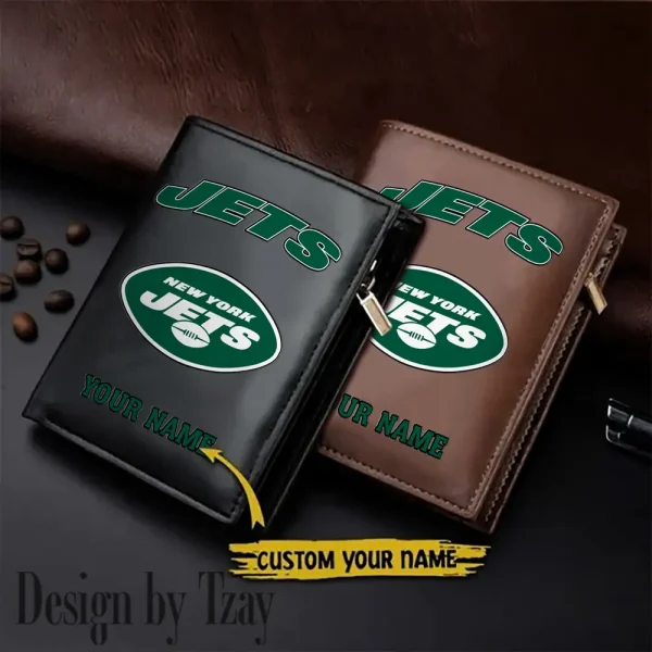 New York Jets Small Rectangular Leather Wallet Style 2025 SPTLVW347