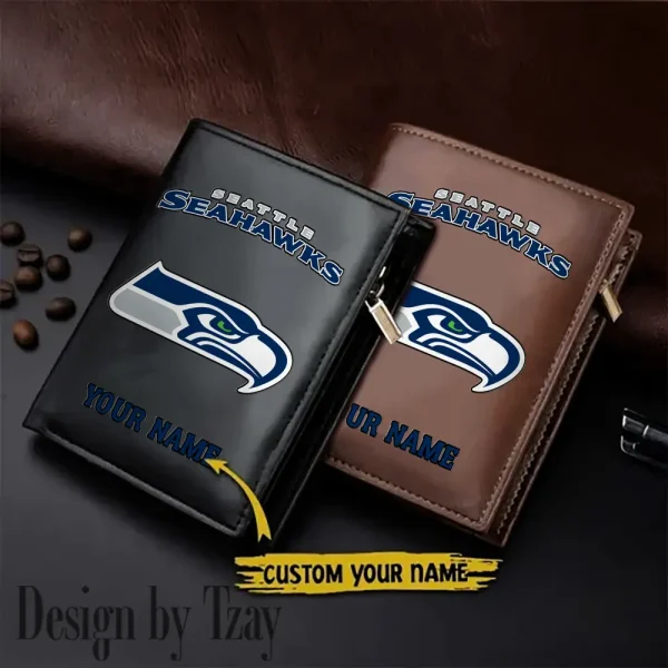 Seattle Seahawks Small Rectangular Leather Wallet Style 2025 SPTLVW351