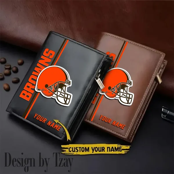Cleveland Browns Small Rectangular Leather Wallet Style 2025 SPTLVW362