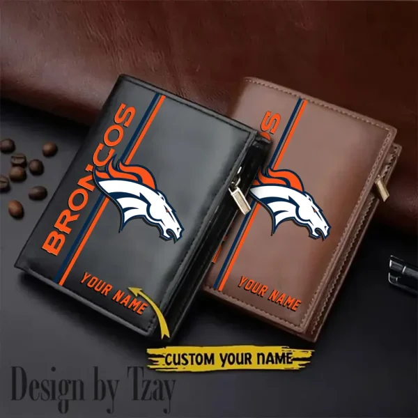 Denver Broncos Small Rectangular Leather Wallet Style 2025 SPTLVW364