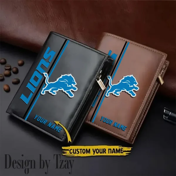 Detroit Lions Small Rectangular Leather Wallet Style 2025 SPTLVW365