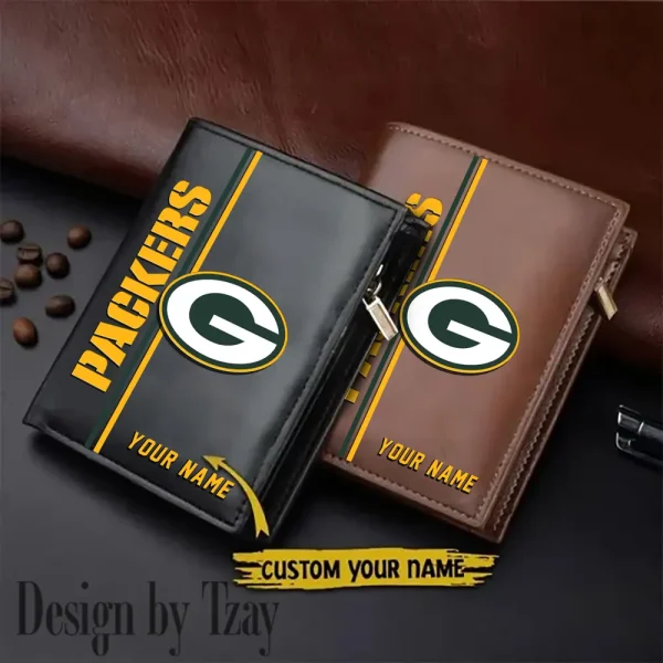 Green Bay Packers Small Rectangular Leather Wallet Style 2025 SPTLVW366