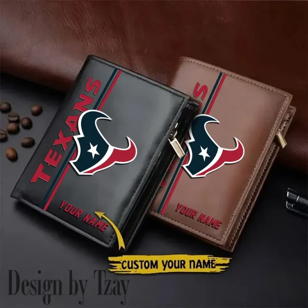 Houston Texans Small Rectangular Leather Wallet Style 2025 SPTLVW367