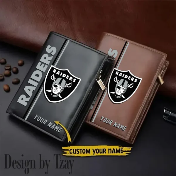 Las Vegas Raiders Small Rectangular Leather Wallet Style 2025 SPTLVW371
