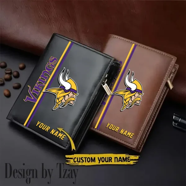 Minnesota Vikings Small Rectangular Leather Wallet Style 2025 SPTLVW375