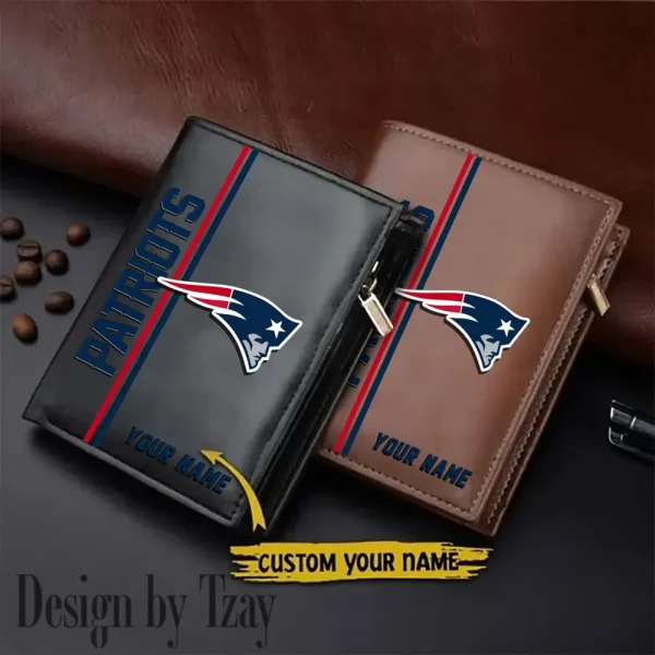 New England Patriots Small Rectangular Leather Wallet Style 2025 SPTLVW376