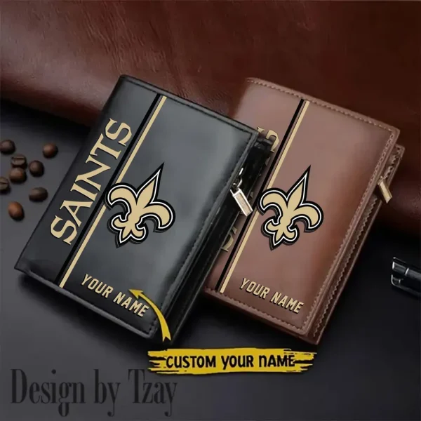 New Orleans Saints Small Rectangular Leather Wallet Style 2025 SPTLVW377