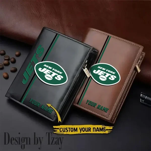New York Jets Small Rectangular Leather Wallet Style 2025 SPTLVW379