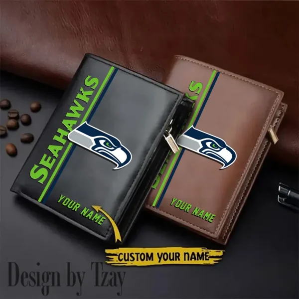 Seattle Seahawks Small Rectangular Leather Wallet Style 2025 SPTLVW383