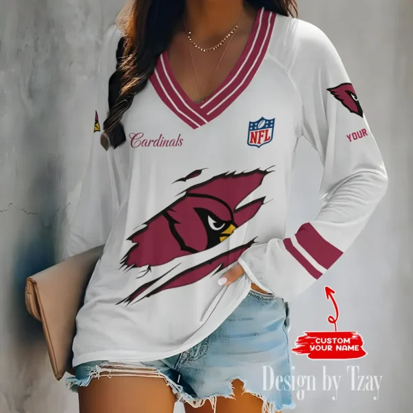Arizona Cardinals Women's Long sleeves T-shirt V-neck Trending 2025 BGVPS266